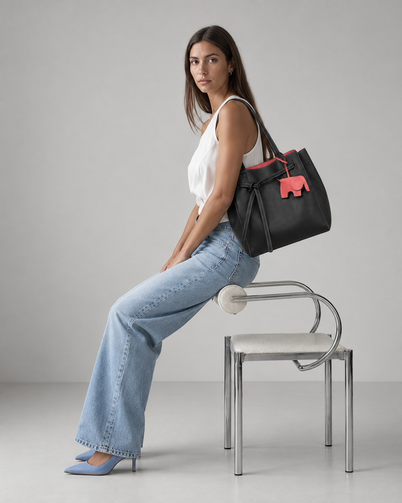 Elephant black pink  tote