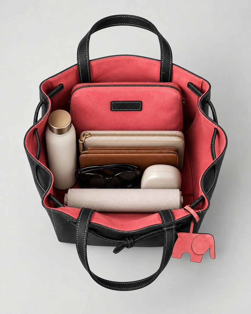 Elephant black pink  tote