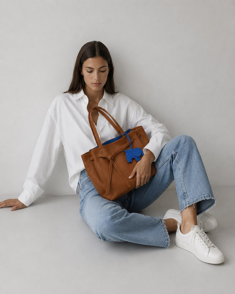 Elephant Brown blue  tote