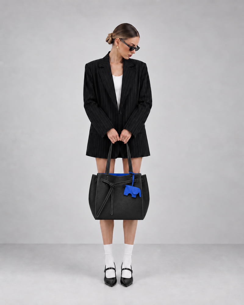 Elephant Black Blue tote