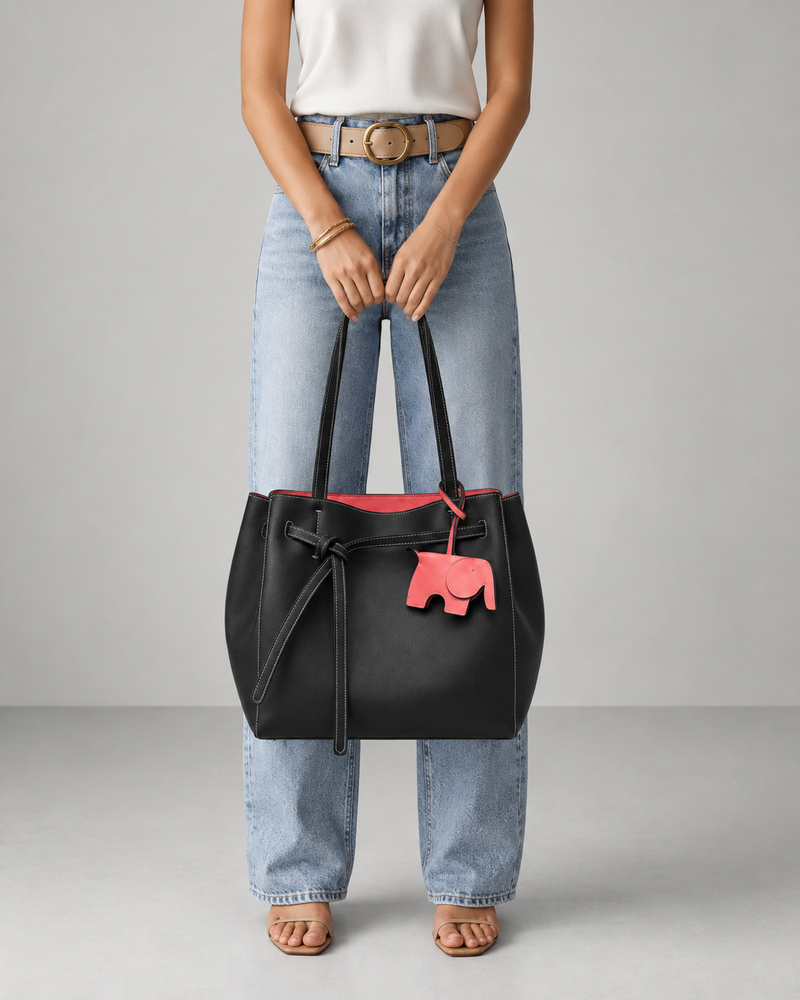 Elephant black pink  tote