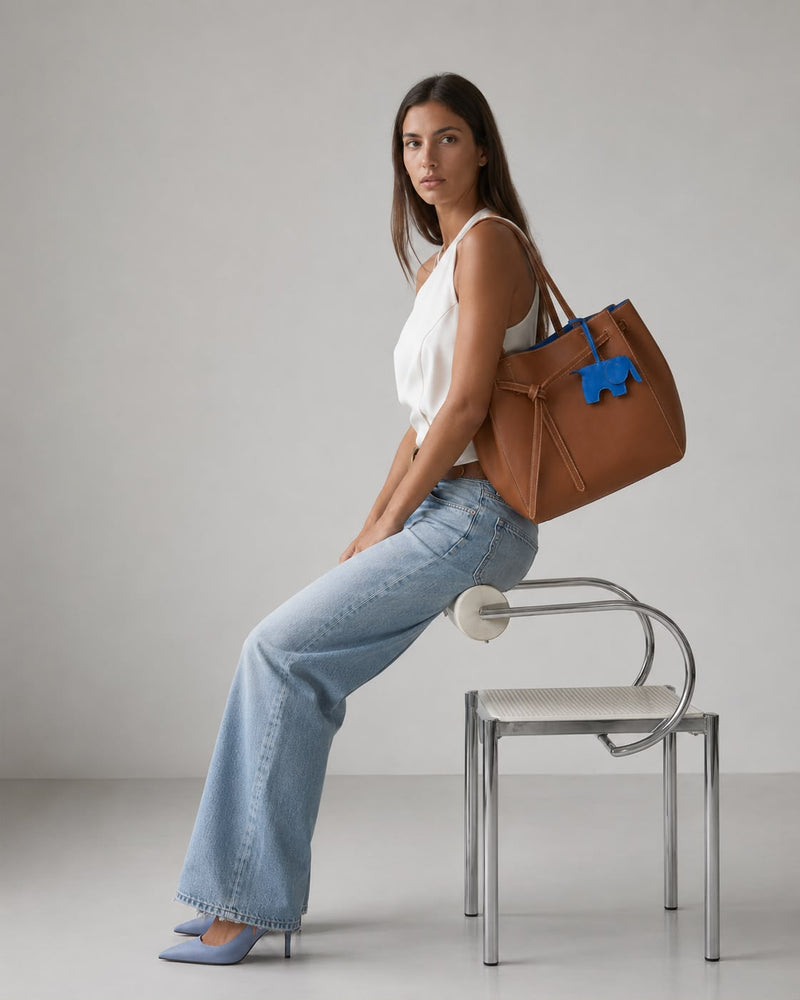 Elephant Brown blue  tote