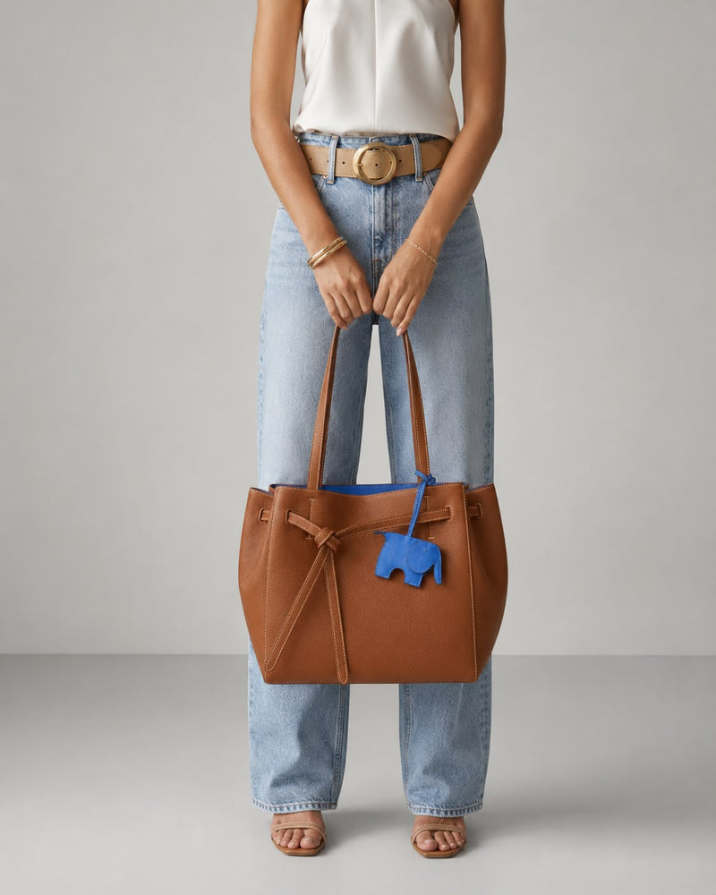 Elephant Brown blue  tote