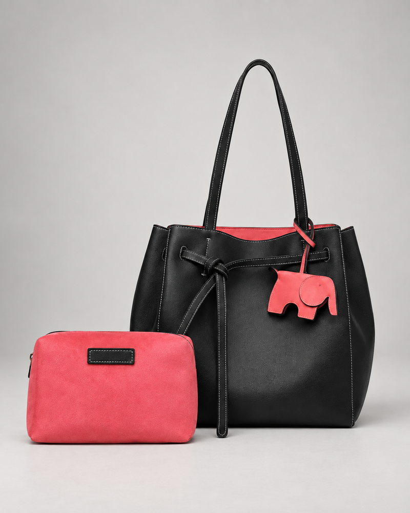Elephant black pink  tote