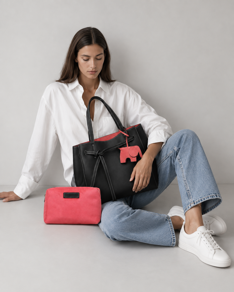 Elephant black pink  tote