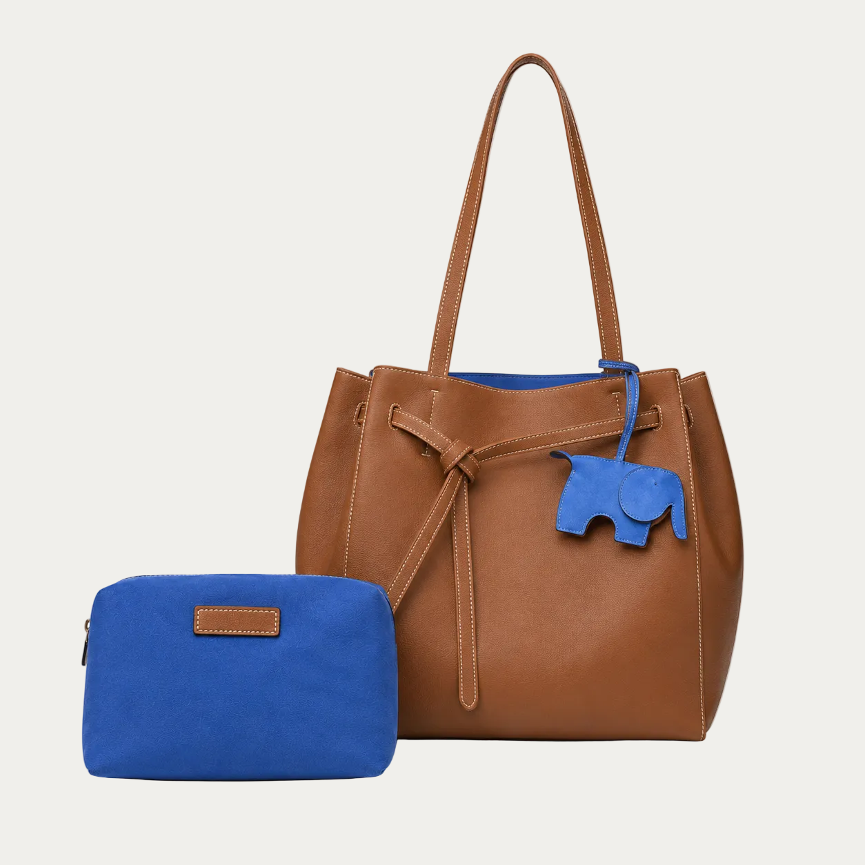 Elephant Brown blue  tote