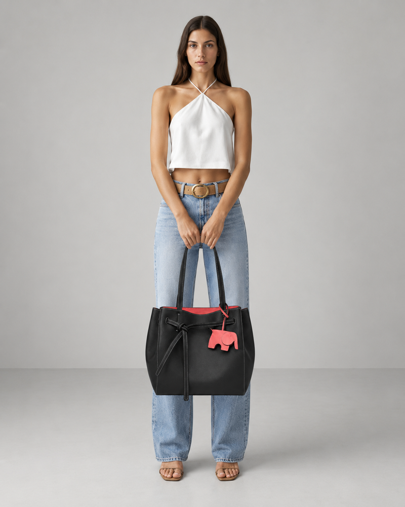 Elephant black pink  tote