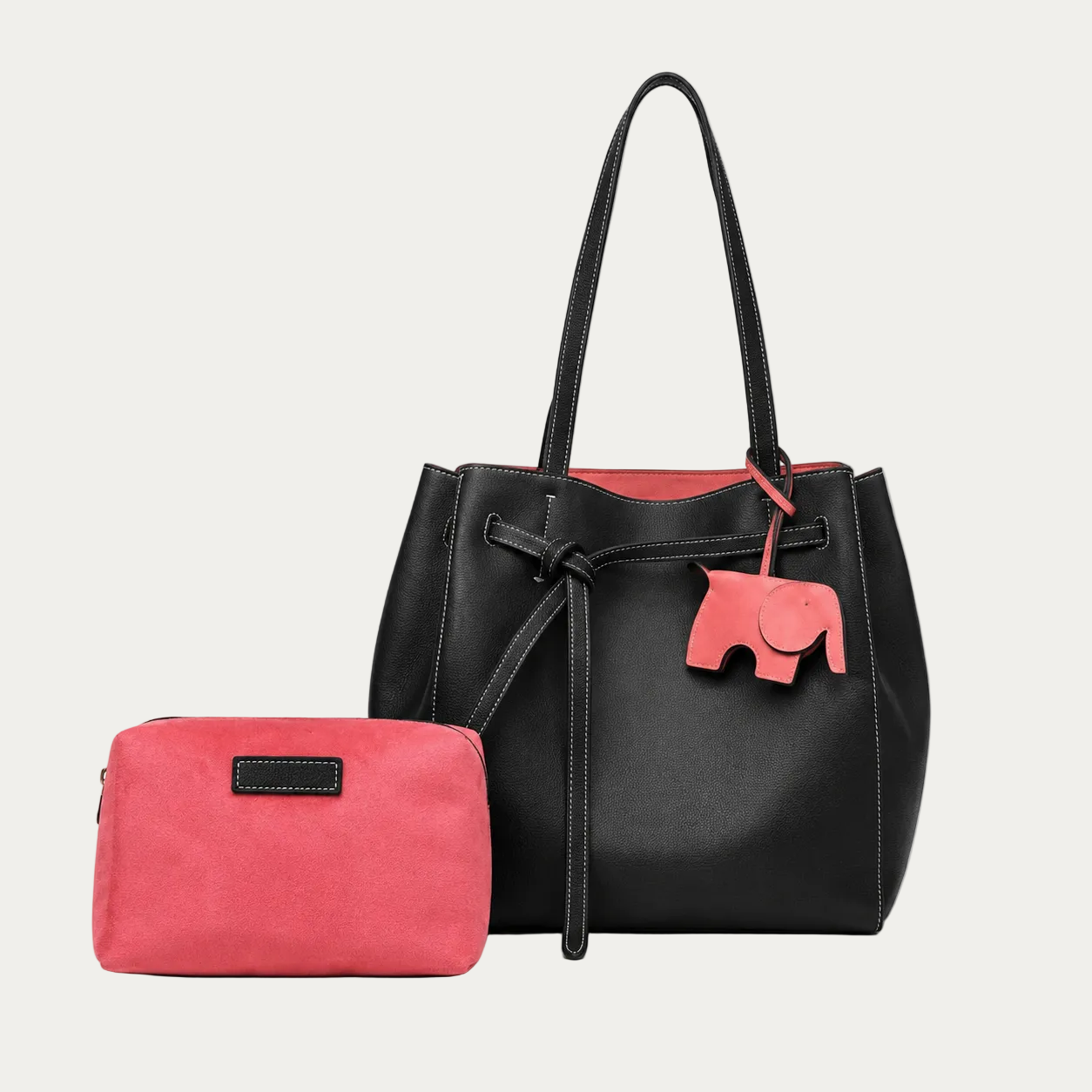 Elephant black pink  tote